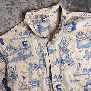 Creepshow By Creepy Company Mens Button Up Shirt  All Over Print Size M